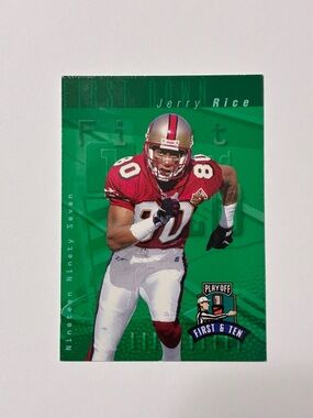 Jerry Rice Football Card - Green Background, Red Jersey